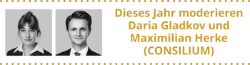 Dieses Jahr moderieren Daria Gladkov und Maximilian Herke (CONSILIUM) Dieses Jahr moderieren Daria Gladkov und Maximilian Herke (CONSILIUM)